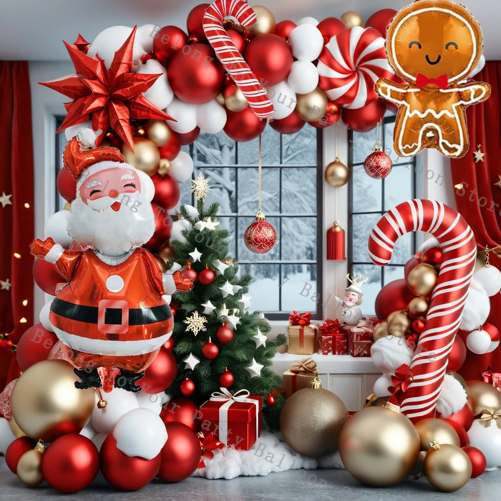 Christmas Balloons Garland Arch Kit Red Gift Box Candy Balloons Santa Elk Foil Balloon New Year Christmas Party Decoration 2025