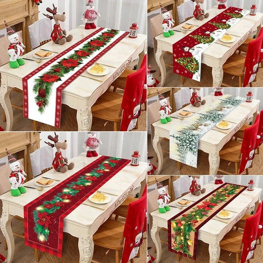 Christmas Table Runner Merry Christmas Decoration for Home Table 2024 Xmas Ornament Navidad Notal Noel Happy New Year Gifts 2025